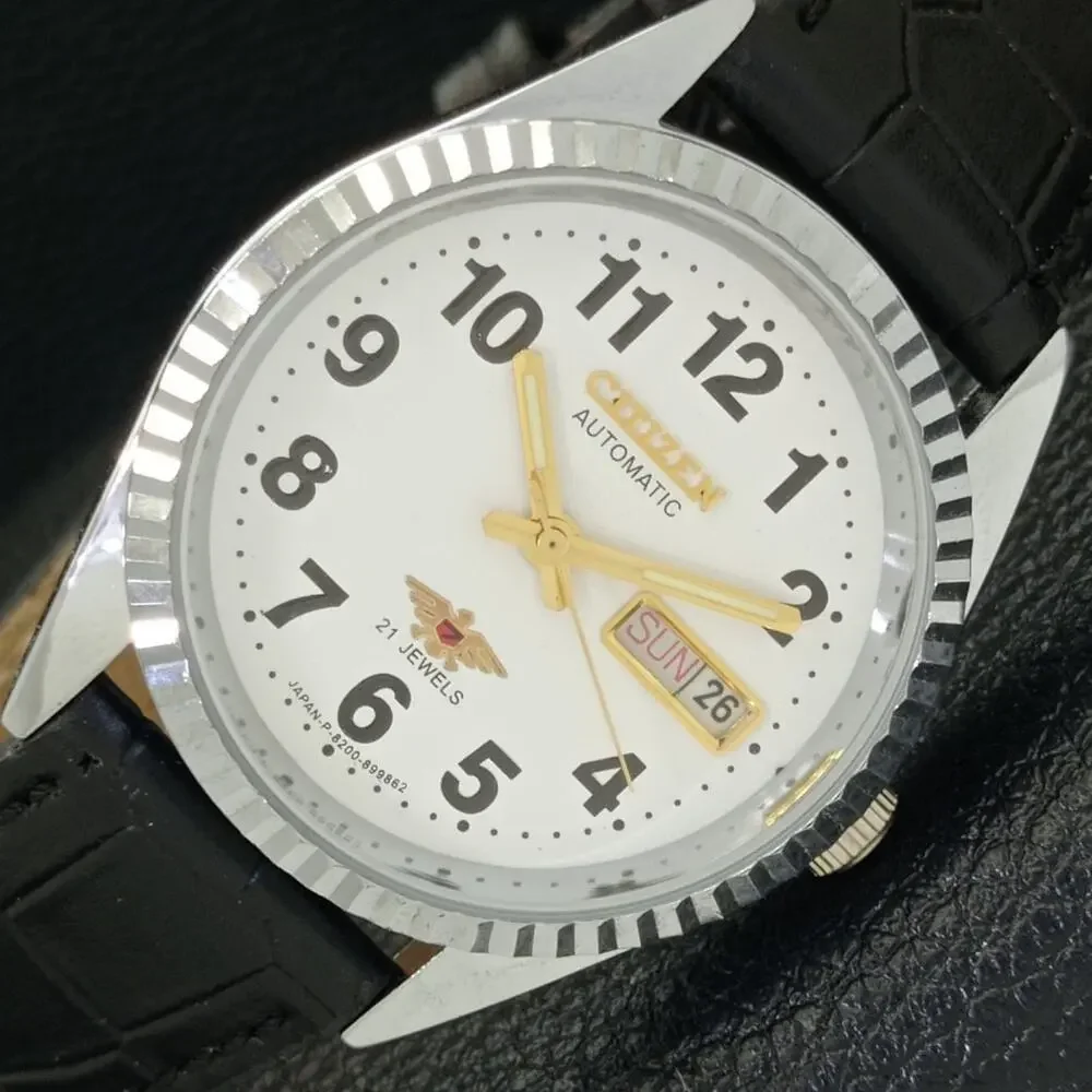 Vintage 1970 Citizen Automatic Mens Silver Watch W/daydate & Gold accents